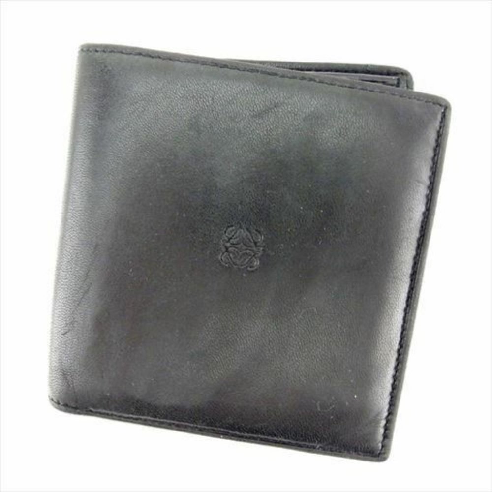 Loewe Wallet Purse Bifold Monogram Mini Agenda Black Mens Authentic Used T7140